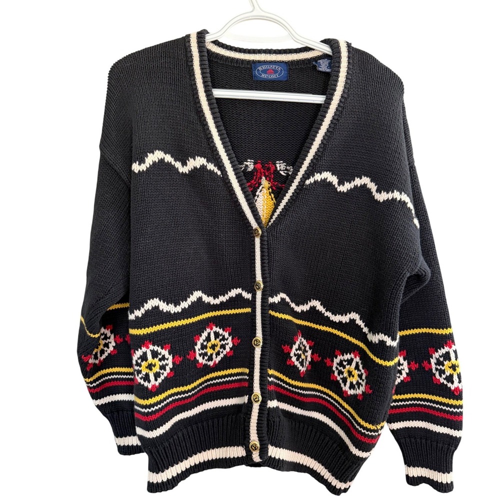 Regatta Sport Nautical Sweater‎ Cardigan L Navy Compass Coastal Fishermancore